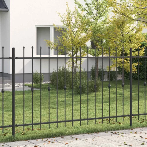 vidaXL Tüskés kerítés Fekete 200 x 130 cm Porszórt acél