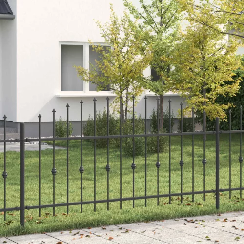 vidaXL Tüskés kerítés Fekete 200 x 130 cm Porszórt acél