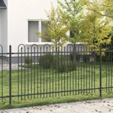  vidaXL Tüske Íves Kerítés Fekete 200 x 150 cm Porszórt acél