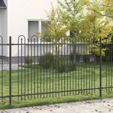   vidaXL Tüske Íves Kerítés Fekete 200 x 130 cm Porszórt acél