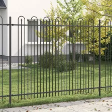   vidaXL Tüske Íves Kerítés Fekete 200 x 200 cm Porszórt acél
