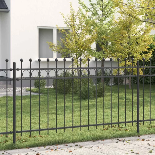 vidaXL Gyűrűs Kerítés Fekete 200 x 150 cm Porszórt acél