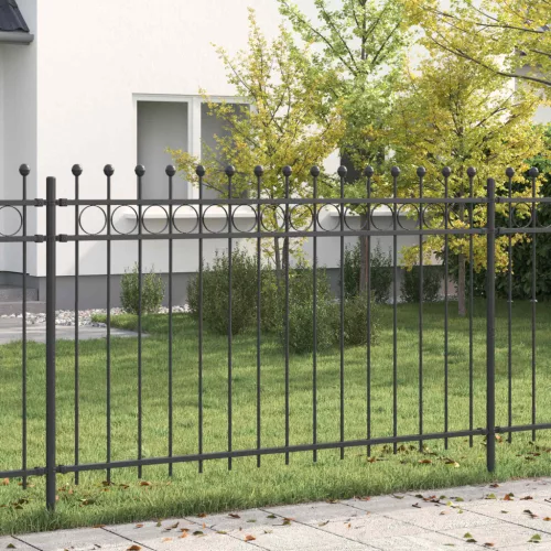 vidaXL Gyűrűs Kerítés Fekete 200 x 130 cm Porszórt acél