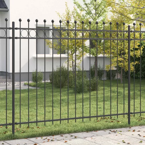 vidaXL Gyűrűs Kerítés Fekete 200 x 200 cm Porszórt acél