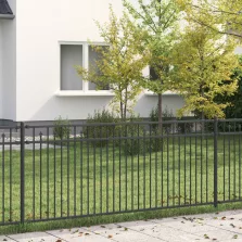 vidaXL Tüske Kerítés Fekete 200 x 130 cm Porszórt acél