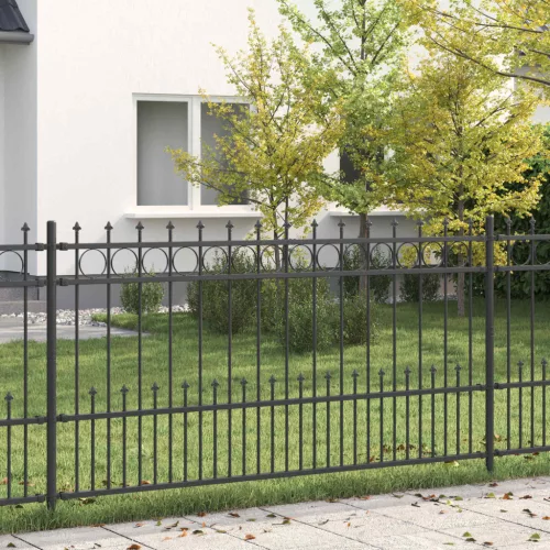 vidaXL Tüskés gyűrűs kerítés Fekete 200 x 150 cm Porszórt acél