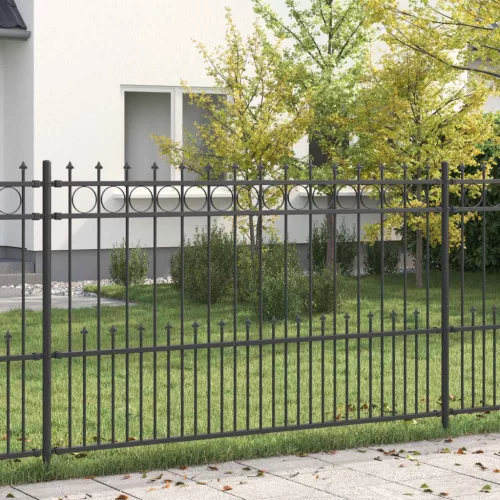 vidaXL Tüskés gyűrűs kerítés Fekete 200 x 130 cm Porszórt acél