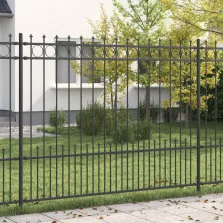   vidaXL Tüskés gyűrűs kerítés Fekete 200 x 200 cm Porszórt acél