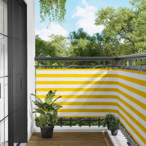 vidaXL Erkély Szúnyogháló Sárga és Fehér 100 x 400 cm Oxford Szövet