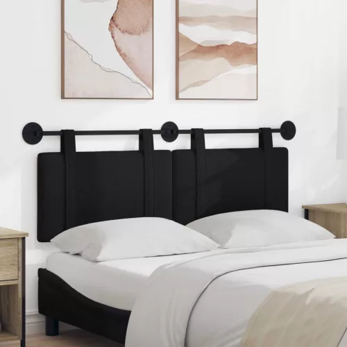 vidaXL Fali Fejtámla Falra szerelhető Fekete 130 x 55 x 5 cm szövet