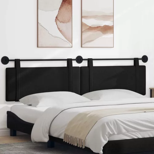 vidaXL Fali Fejtámla Falra szerelhető Fekete 210 x 55 x 5 cm szövet