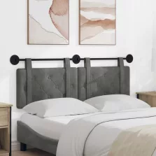   vidaXL Fali Fejtámla Sötétszürke 130 x 55 x 5 cm Bársony