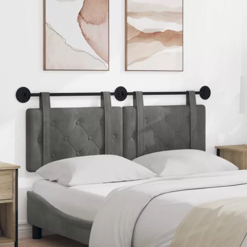 vidaXL Fali Fejtámla Sötétszürke 130 x 55 x 5 cm Bársony