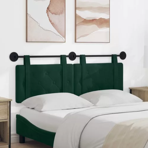 vidaXL Fali Fejtámla Sötétzöld 130 x 55 x 5 cm Bársony