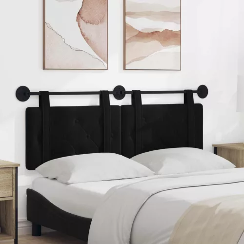 vidaXL Fali Fejtámla Falra szerelhető Fekete 130 x 55 x 5 cm Bársony