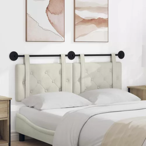 vidaXL Fali Fejtámla Falra szerelhető Krém 130 x 55 x 5 cm Bársony
