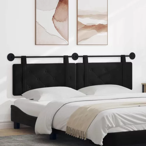 vidaXL Fali Fejtámla Falra szerelhető Fekete 170 x 55 x 5 cm Bársony