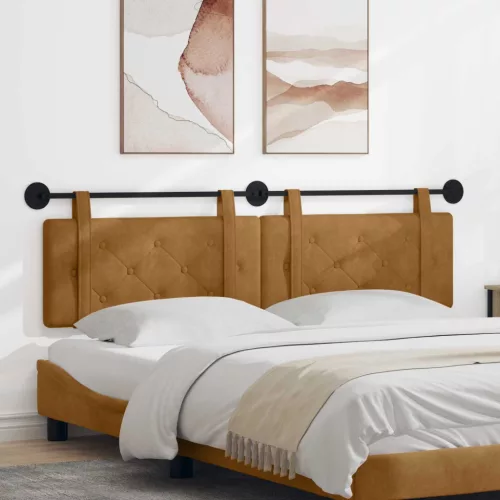 vidaXL Fali Fejtámla Falra szerelhető Barna 190 x 55 x 5 cm Bársony