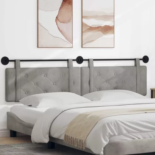vidaXL Fali Fejtámla Világosszürke 210 x 55 x 5 cm Bársony