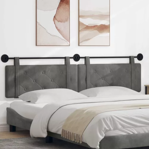 vidaXL Fali Fejtámla Sötétszürke 210 x 55 x 5 cm Bársony