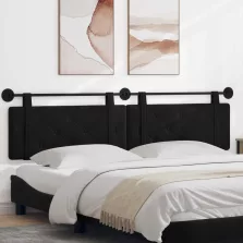   vidaXL Fali Fejtámla Falra szerelhető Fekete 210 x 55 x 5 cm Bársony