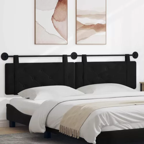 vidaXL Fali Fejtámla Falra szerelhető Fekete 210 x 55 x 5 cm Bársony