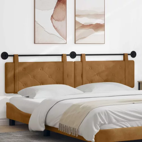 vidaXL Fali Fejtámla Falra szerelhető Barna 210 x 55 x 5 cm Bársony
