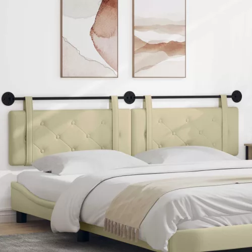 vidaXL Fali Fejtámla Falra szerelhető Krém 210 x 55 x 5 cm Műbőr