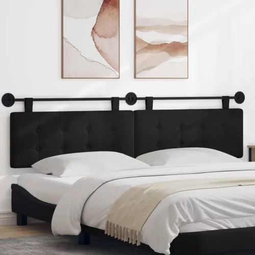 vidaXL Fali Fejtámla Falra szerelhető Fekete 210 x 55 x 5 cm szövet