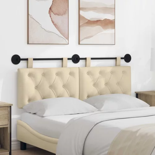 vidaXL Fali Fejtámla Falra szerelhető Krém 130 x 55 x 7 cm szövet