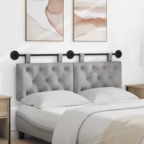 vidaXL Fali Fejtámla Világosszürke 130 x 55 x 7 cm Bársony
