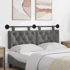   vidaXL Fali Fejtámla Sötétszürke 130 x 55 x 7 cm Bársony