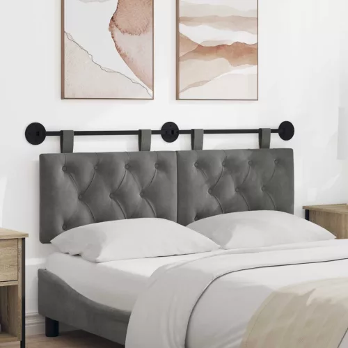 vidaXL Fali Fejtámla Sötétszürke 130 x 55 x 7 cm Bársony