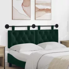 vidaXL Fali Fejtámla Sötétzöld 130 x 55 x 7 cm Bársony