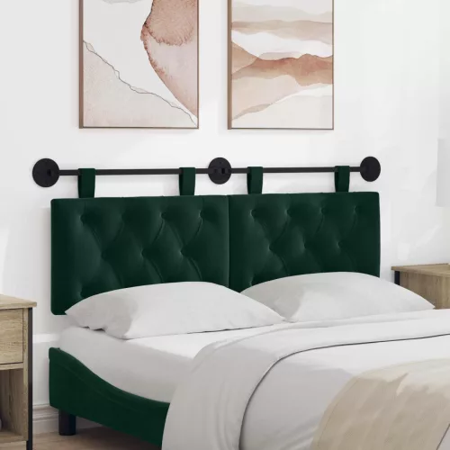 vidaXL Fali Fejtámla Sötétzöld 130 x 55 x 7 cm Bársony