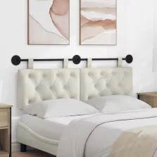  vidaXL Fali Fejtámla Falra szerelhető Krém 130 x 55 x 7 cm Bársony