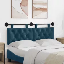   vidaXL Fali Fejtámla Falra szerelhető Kék 130 x 55 x 7 cm Bársony