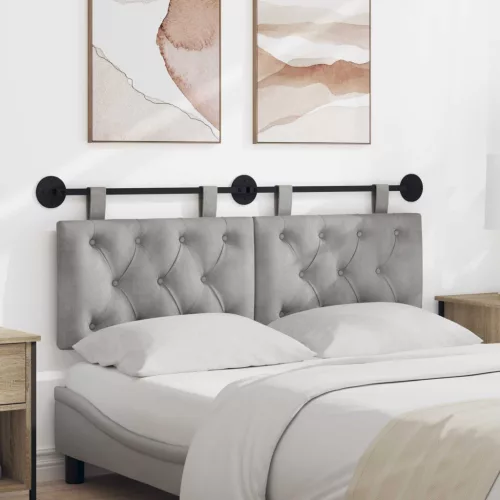 vidaXL Fali Fejtámla Világosszürke 150 x 55 x 7 cm Bársony