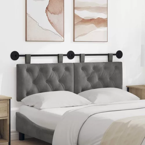 vidaXL Fali Fejtámla Sötétszürke 150 x 55 x 7 cm Bársony