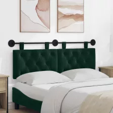 vidaXL Fali Fejtámla Sötétzöld 150 x 55 x 7 cm Bársony