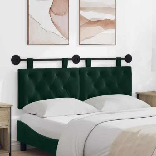 vidaXL Fali Fejtámla Sötétzöld 150 x 55 x 7 cm Bársony