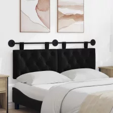   vidaXL Fali Fejtámla Falra szerelhető Fekete 150 x 55 x 7 cm Bársony