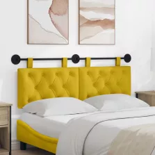   vidaXL Fali Fejtámla Falra szerelhető Sárga 150 x 55 x 7 cm Bársony