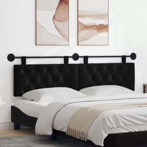 vidaXL Fali Fejtámla Falra szerelhető Fekete 170 x 55 x 7 cm Bársony