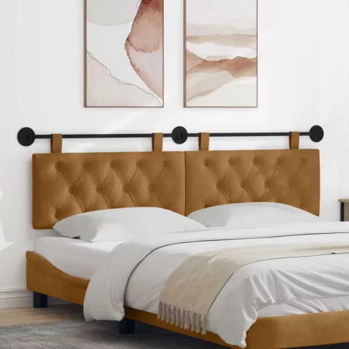vidaXL Fali Fejtámla Falra szerelhető Barna 170 x 55 x 7 cm Bársony