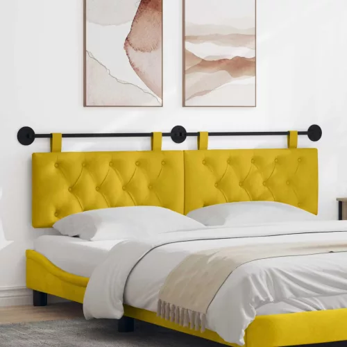 vidaXL Fali Fejtámla Falra szerelhető Sárga 190 x 55 x 7 cm Bársony