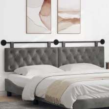   vidaXL Fali Fejtámla Sötétszürke 210 x 55 x 7 cm Bársony
