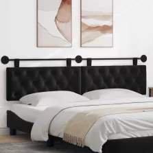   vidaXL Fali Fejtámla Falra szerelhető Fekete 210 x 55 x 7 cm Bársony
