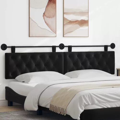 vidaXL Fali Fejtámla Falra szerelhető Fekete 210 x 55 x 7 cm Bársony