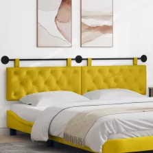   vidaXL Fali Fejtámla Falra szerelhető Sárga 210 x 55 x 7 cm Bársony